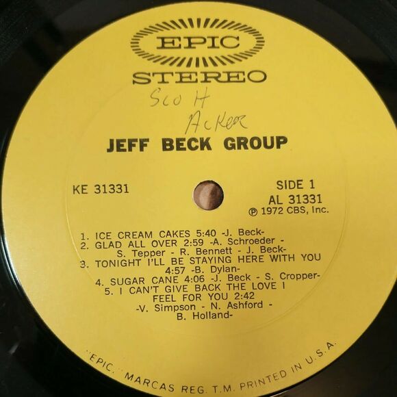 Jeff Beck Group Jeff Beck Group 1972 Epic #KE-31331 Blues Rock Vinyl LP VG+ - Picture 8 of 10